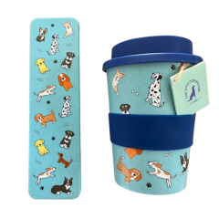 IS Gift The Dog Collective Wheat Straw Travel Cup & Cutlery Set | Blue